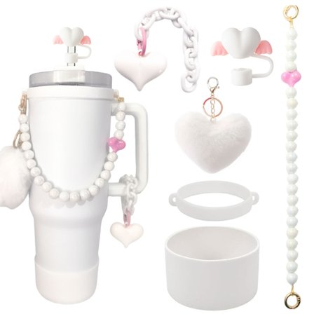 Stanley Cup -tarvikesarja helmiketjulla, kukkamuotoisella pillillä ja tupsulla