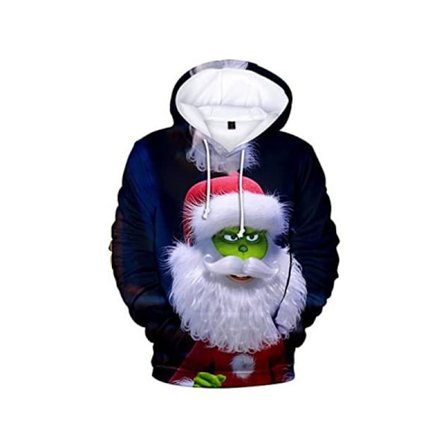 Grön Monster Grinch Hoodie för män, 3D-tryckt Sweatshirt Hoodie - Stil 20 - Storlek L