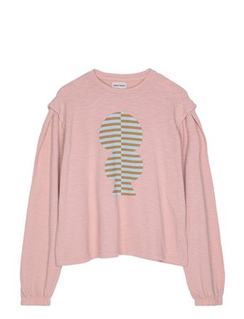 Striped Mold Puff Sleeve T-Shirt Pink Bobo Choses