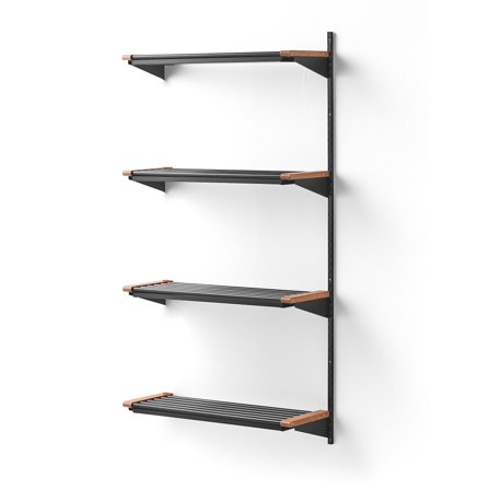 Wandgarderobenschrank JEPPE mit 4 Schuhböden, Anbauelement, 1790x900x310 mm, Dunkelgrau/Eiche