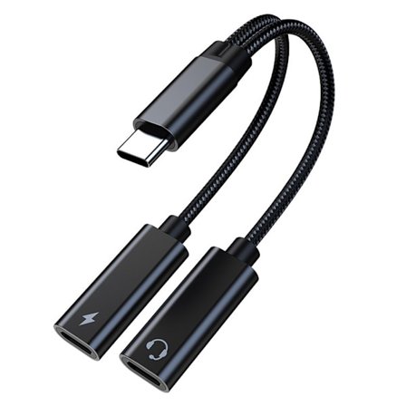 USB-C Splitter, Multifunksjonell, Ladd og Lytt Samtidig