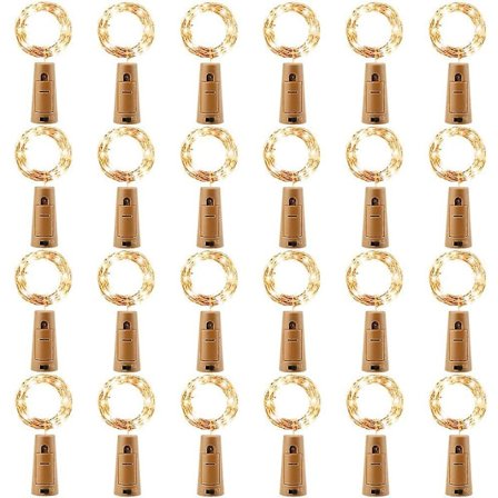 24-pack LED-flaskegirlang, 2m 20 varmhvite LED-flaskelys, korkstrengslys til bryllup