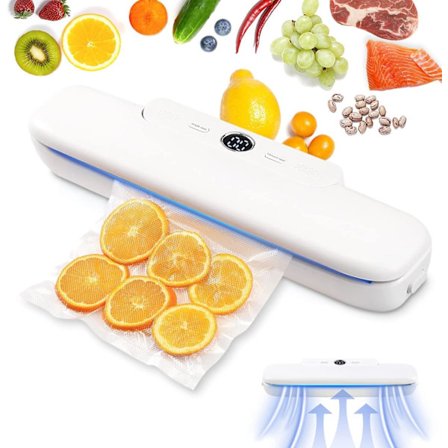 Vakuumförpackare, Påsförseglare Automatisk Vakuumförpackare Maskin One-Touch Försegling för Torr Mat Vakuumförpackningsmaskin med 10 st BPA-fria 