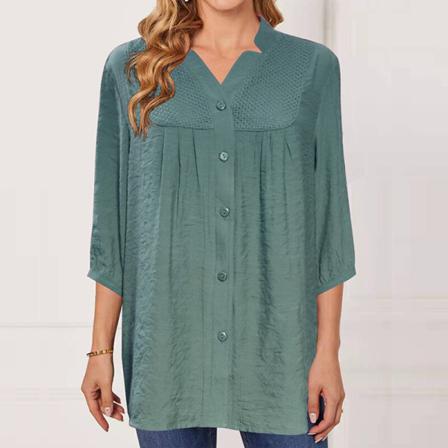 Kvinnor Button Down Toppar V-hals Skjortor