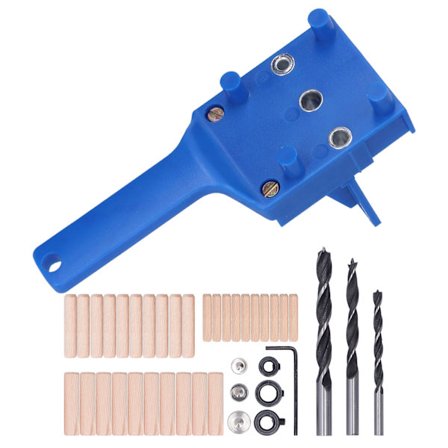 41 stk. dyvel jig sæt justerbar multifunktionel holdbar højpræcision bore jig til lige huller til træbearbejdning (blå)