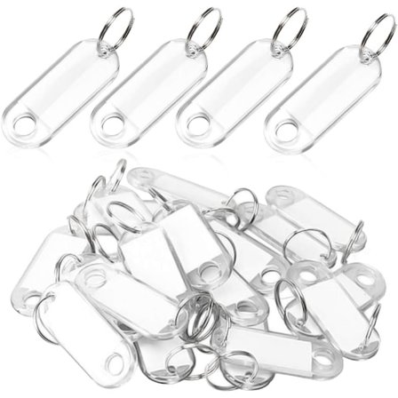 50 stk Hvite Nøkkelholder-Tagger Bagasje Nøkkel Plast Reise Nøkkel Tagg med Nøkkelring Skrivebar Papir Etikett Kort for Bagasje Navn Verksted, Hjem, 