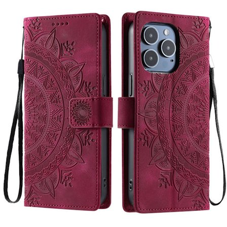 Stativfodral til OnePlus 13R 5G med Totem-tryk PU Læder Pung Etui [DB] Brun