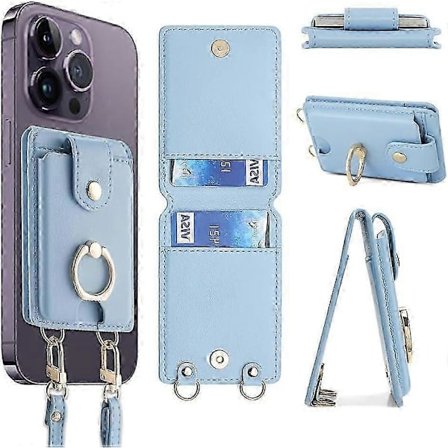 Puhelimen korttikotelon lompakko, vahva liimautuva nahkahiha 3 luottokorttipaikalla ja säädettävällä kaulanauhalla, puhelimen pidike rengasteline