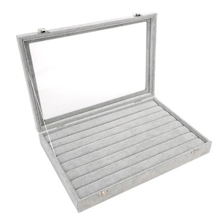 Ring Smyckesförvaringssystem Smyckeskrin Lock - Ringhållare Smyckeskrin Med Transparent Lock För Ringar, Örhängen Och Manschettknappar