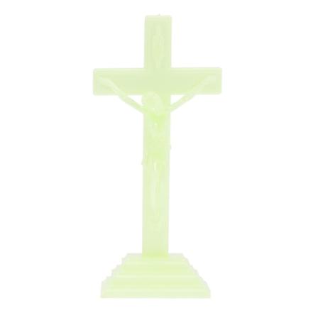 Hjemmedekorasjon Skåret Kors Statue Kirke Skrivebord Figur Kors Modell Ornament Grønn 22X10CM Green 22X10CM
