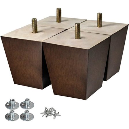 4 tum Trä Möbelben Soffben Set om 4 Fyrkantiga Soffben Mid-Century Modern Ersättningsben för Fåtölj, Vilstol, Byrå, Skänk