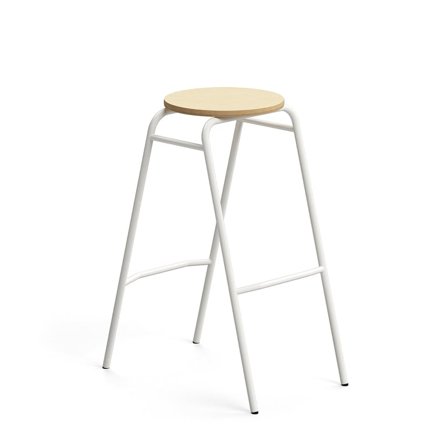 Bar stool ALTUS, H 790 mm, white/birch