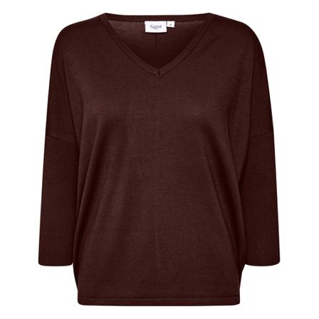 Saint Tropez, Mila SZ V-N Pullover Brązowy, Kobieta, Rozmiar: S