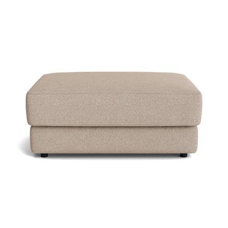 Sevilla Pouf Hocker in Loop Beige, moderner Polsterhocker mit Nozag-Federung für Wohnzimmer, eleganter Fußhocker, Höhe 43cm, zeitloses Design