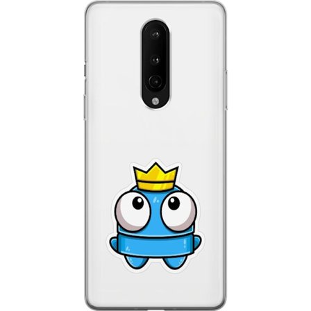 Yhteensopiva Puhelinkuori OnePlus OnePlus 8 Sininen piirros hahmo kruunulla ja suurilla silmillä leikkisässä kuninkaallisessa tyylissä