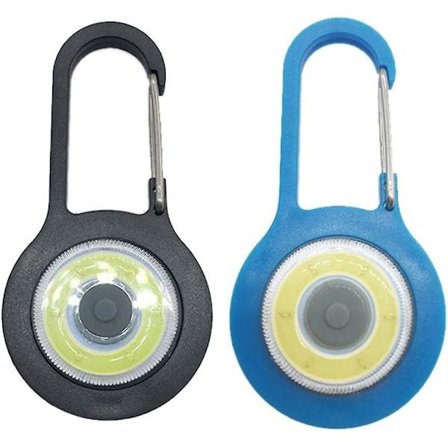 Magnetisk nyckelring ficklampa säkerhetsnyckelkedja ljus liten mini karbinhake LED ficklampa nyckelring ljus, svart+blå