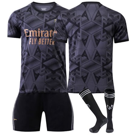 Fotballdraktsett Arsenal borte svart nr. 7 Saka 9 Lacazette 19 Pepe 14 Aubameyang 22-23