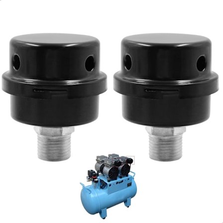 Tryckluftsfilterljuddämpare - 2 st Luftkompressorfilterljuddämpare, 1/2" 20mm hane gänga metallskal luftkompressorljuddämparfilter kompatibel Ai