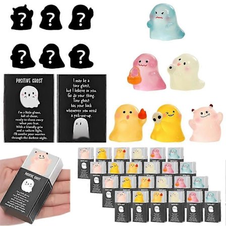 Mystery Mini Luminous Ghost Blind Box, Legetøj til Skrivebord, Hylde & Festdekoration