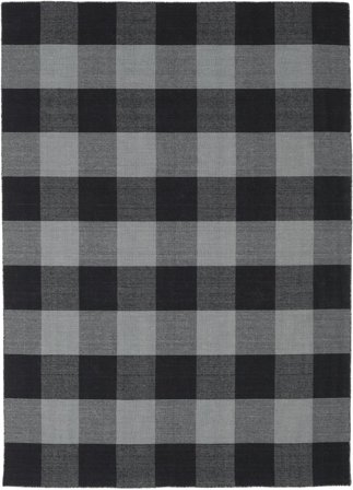Geblokt Check Kilim Zwart/Donkergrijs Vloerkleed