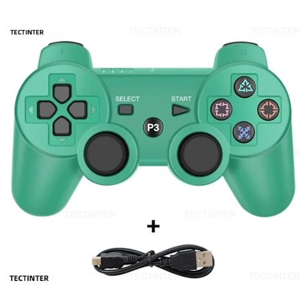 Grønn Bluetooth-kontroller for Sony PS3 Gamepad Trådløs SIXAXIS Joystick for PlayStation 3 med Inkludert Batteri Kompatibel med Sony