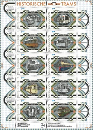 Holland - Historiske sporvogne - Postfrisk 10-ark