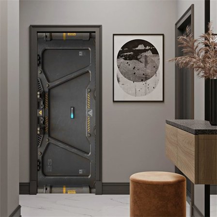30,3"x78,7" 3D dörrklistermärke självhäftande - Sci-fi dörr med nyckel
