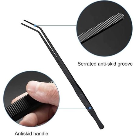 Akvariumfodringspincet, 15" Rustfrit Stål Lige Og Buet Pincet Til At Holde Orme, Krybdyr, Firben, Skægget Drage (Lige Pincet)