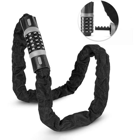 90 cm kædelås med kode - Ekstra stærk 6 mm stål tyverisikring cykelbeslag sort og vejrbestandig