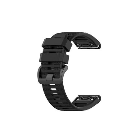 Rem för Garmin Fenix 6X Pro 26 mm svart silikonklockarmband