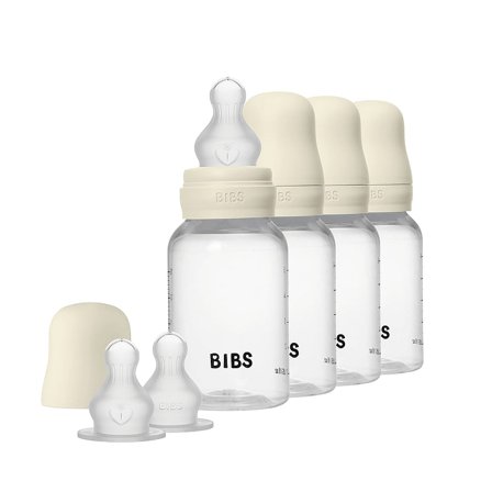 BIBS Baby Bottle Round Silicone 4-Pak Ivory 150 ml, Børn & Forældre, Sutteflasker & Tilbehør, Sutteflasker