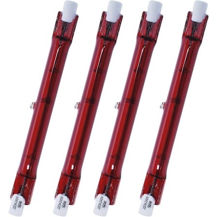 500 Watt Ruby Kompatibel med Heatmaster R7 Halogen Varmeovnspære for Hagevarmer - Pakke med 4 [DB]