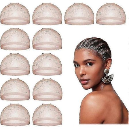 (Beige) 12 stk parykkhette for blondefrontparykker, parykkhette for å holde parykken på plass, hårnett for parykker, strømpeparykkhette for 