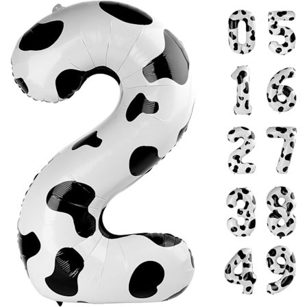 Ko-mønstret ballon fødselsdag dekoration, 40 tommer tal balloner 0-9 (nul-ni), ko ballon landbrug fødselsdagsfest rekvisitter, ko tema fødselsdag 