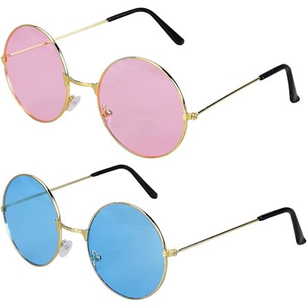 2 Par Hippie Retro Solbriller John 60'er Stil Runde Farvede Briller Fancy