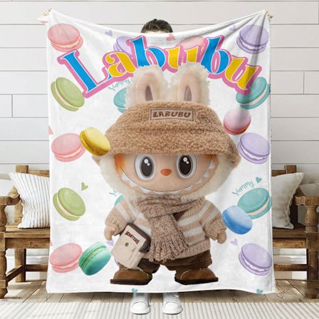 Tryckt filt i flanell LABUBU-mönster 70*100cm