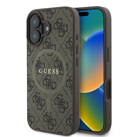Guess 4G-sormus Classic Logo MagSafe iPhone 16 Plus -kotelo - ruskea