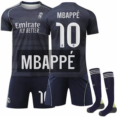 Real Madrid vieraslasten/aikuisten jalkapallopaita 2025-2026 #10 Mbappe #10 Mbappe (BT)