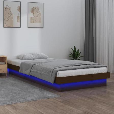 Vidaxl Sängram Led Honungsbrun 100x200 Cm Massivt Trä Brun