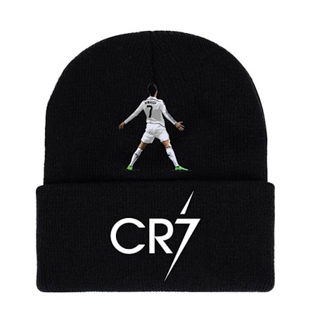 Gos- Fotball Ronaldo CR7 trykt strikket svart lue 2
