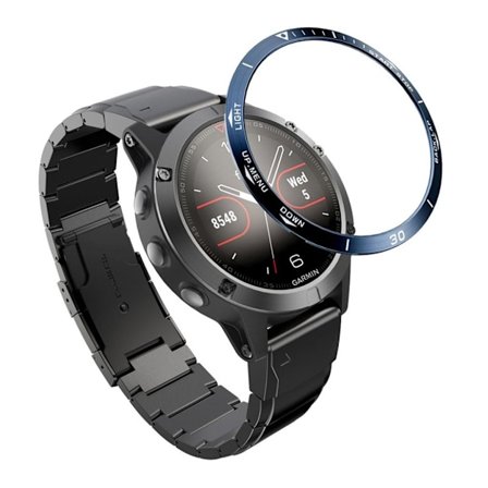 Garmin Fenix 5 med ram i rostfritt stål - Blå / Vit