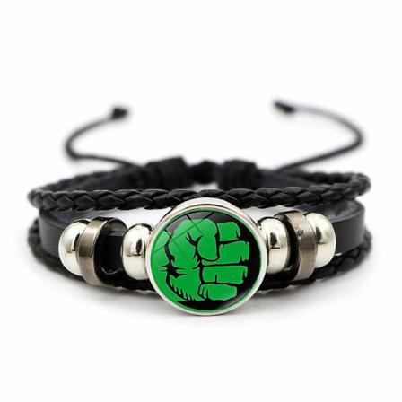 1 stk Glitter Batman Wonder Woman Logo Time Stone Lær Armbånd Armbånd Smykker A6