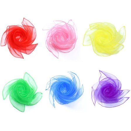 6-pakning - Chiffonskjerf - 1950-talls chiffon firkantede hodeskjerf - Vintage myk polyester (60*60 cm)