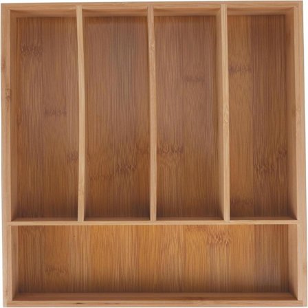 Bestikbakke i bambus, 5 rum, 24,9 x 33,3 x 4 cm