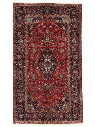Keshan Rug 146X254 Dark Red/Black Wool, Persia