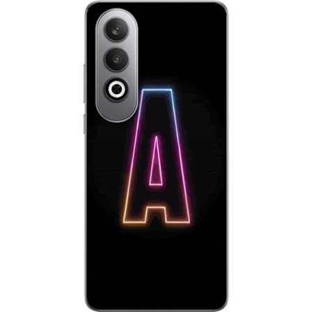 Kompatibel Mobilcover til OnePlus OnePlus Nord CE4 Minimalistisk neonbogstav A i regnbuefarvet lys mod sort baggrund i moderne typografisk stil