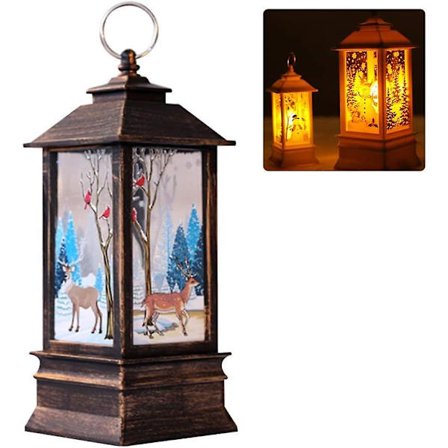 Vintage Nol Led-lykta med jultomte Snögubbe Snögubbe Upphängningslampa Kompatibel med Jul Hemma Fest Dekoration Bord