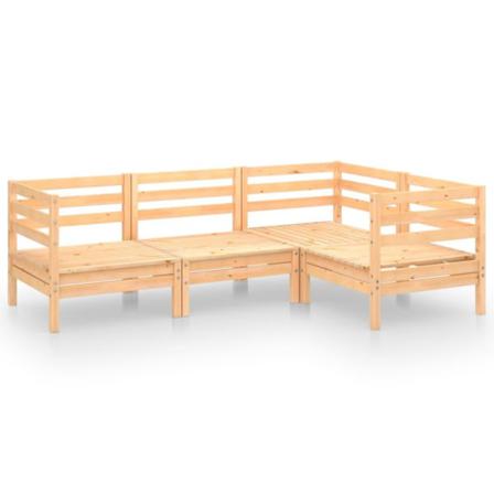 Vidaxl Loungegrupp För Trädgården 4 Delar Massiv Furu Brun