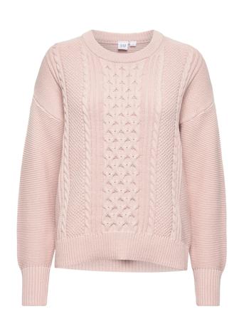 V-Cable Crew Po Pullover Striktrøje Lyserød GAP