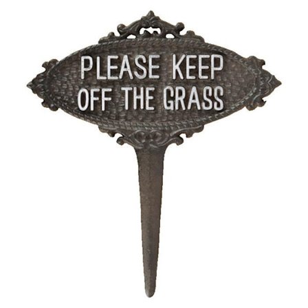 Puutarhakyltti - ESSCHERT'S GARDEN - Älä astu nurmelle - Valurauta - Musta - L 20,5 x K 22,9 cm